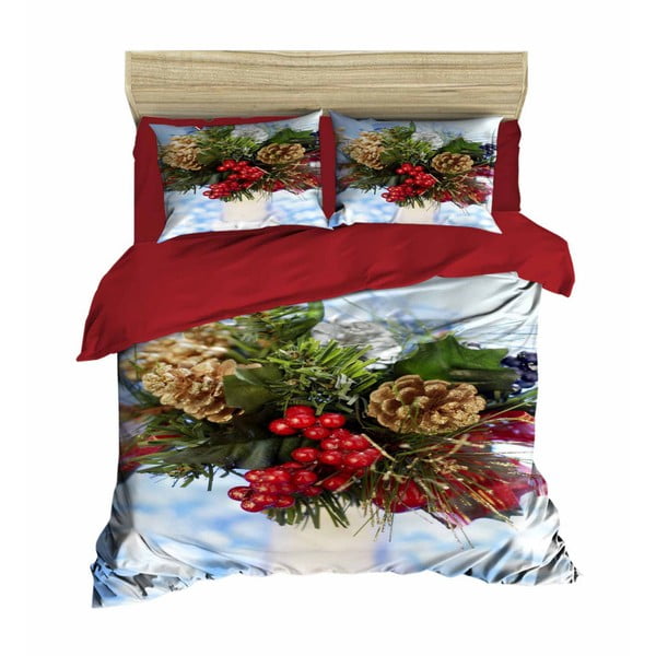 Sada obliečky a plachty na dvojposteľ Christmas Berries, 200 × 220 cm
