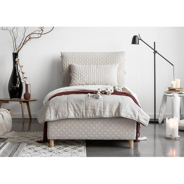 Béžová čalúnená jednolôžková posteľ s roštom 90x200 cm Sleepy Luna – Miuform-image-1