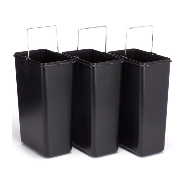 Oceľový odpadkový kôš 3x8 l na triedený odpad/nášľapný v matne striebornej farbe Tri Selectif – MSV-image-3