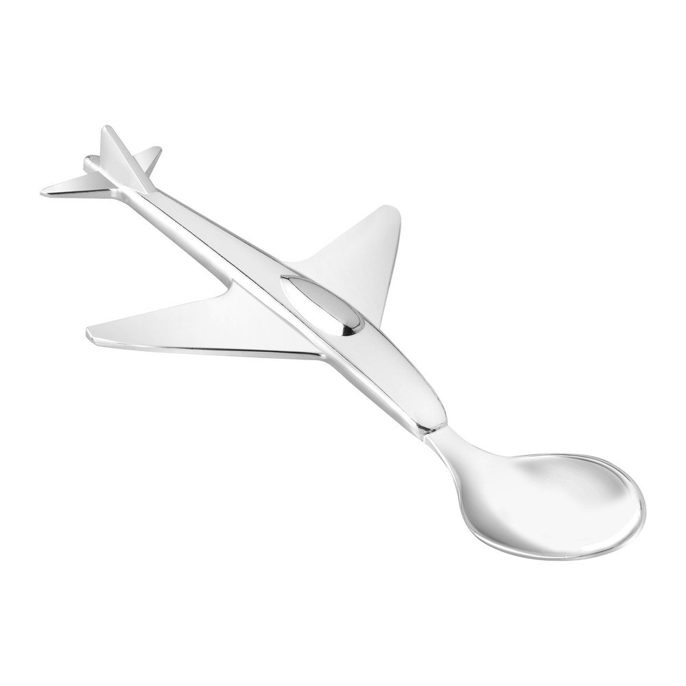 E-shop Antikoro detská lyžička v striebornej farbe Plane – Zilverstad