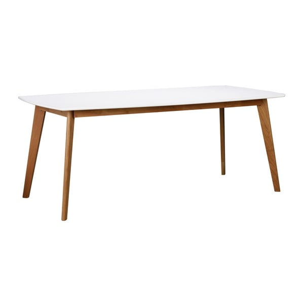 Biely jedálenský stôl s drevenými nohami Rowico Griffin, dĺžka 190 cm