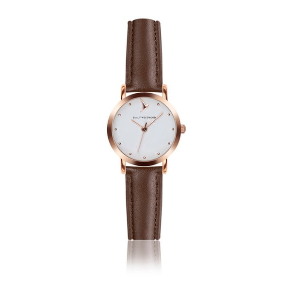 Dámske hodinky s hnedým remienkom z pravej kože Emily Westwood Vintage