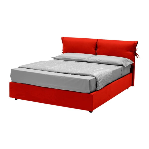 Červená dvojlôžková posteľ s poťahom z bavlnenej textílie 13Casa Iris, 160 x 190 cm
