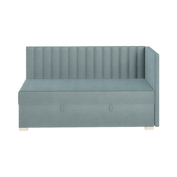 Modrá rohová detská posteľ s úložným priestorom s matracom 90x200 cm Snugi – Ghado
