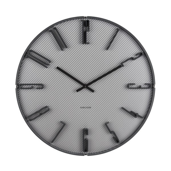 Sivé nástenné hodiny Karlsson Sentient, Ø 40 cm
