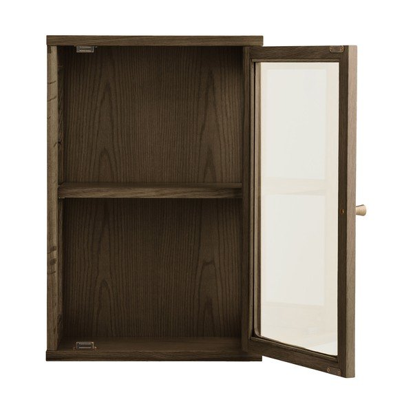 Tmavohnedá závesná vitrína v dekore duba 40x60x20 cm Zamora – House Nordic-image-3