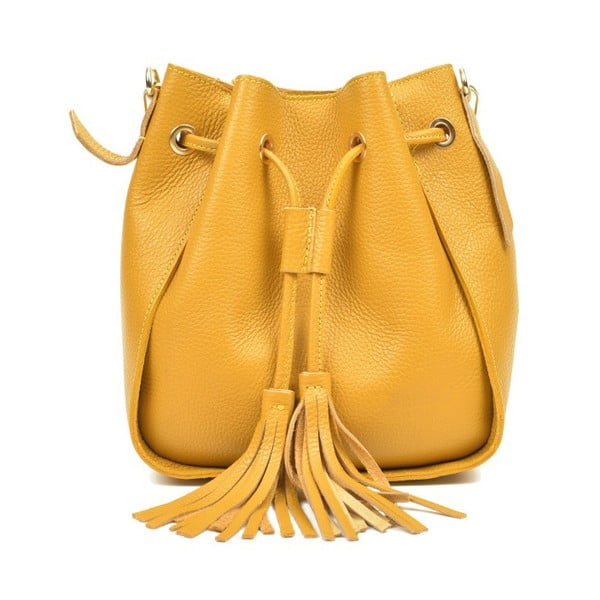 Žltá kožená kabelka Carla Ferreri Jessie