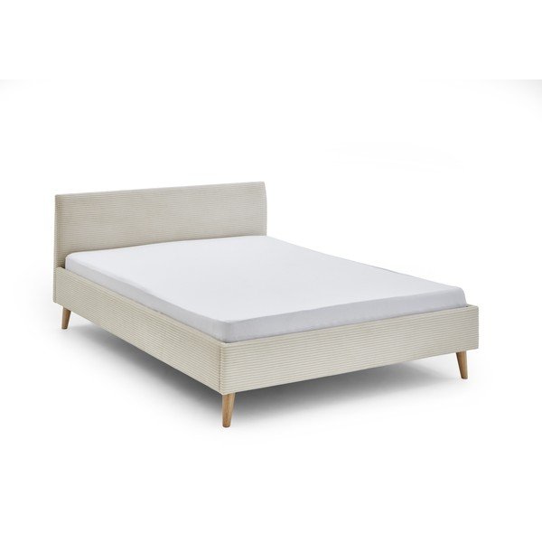 Béžová čalúnená dvojlôžková posteľ bez roštu 140x200 cm Wicki – Meise Möbel