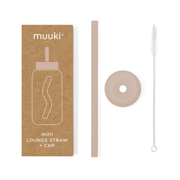 Silikónová slamka s čistiacou kefkou/s viečkom Desert Rose – Muuki