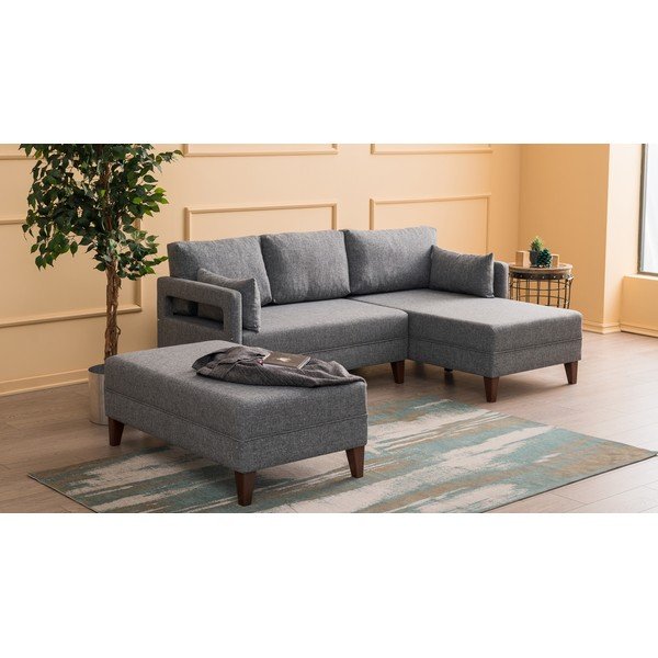 Sivá rozkladacia rohová pohovka Balcab Home Emma, pravý roh-image-1