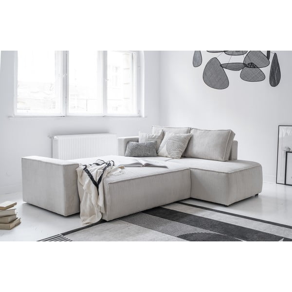 Biela menčestrová rozkladacia rohová pohovka (pravý roh) Brave Dave – Miuform-image-4