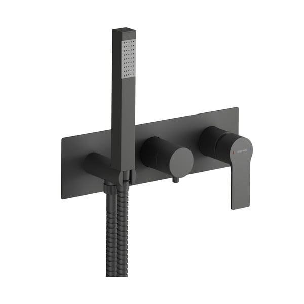 Matne čierna podomietková sprchová batéria (3 výstupy) Pax – Sapho-image-1