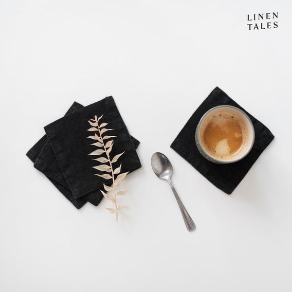 Čierne látkové obrúsky v súprave 4 ks - Linen Tales-image-1