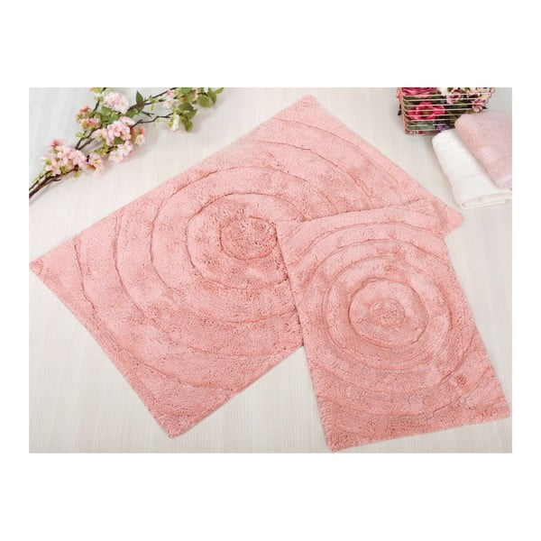 Sada 2 ružových kúpeľňových rohožiek Irya Home Waves, 60x100 cm a 40x60 cm