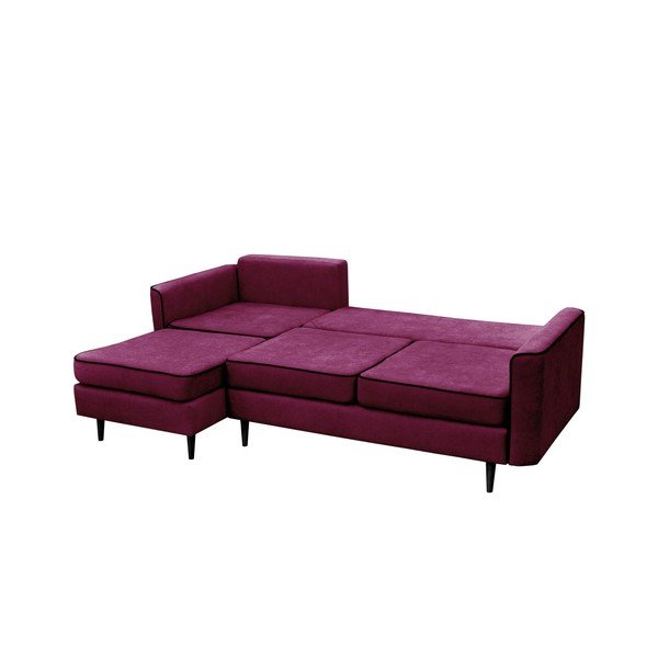 Fialová rohová rozkladacia pohovka Mazzini Sofas Dragonfly, ľavý roh, čierne nohy-image-4