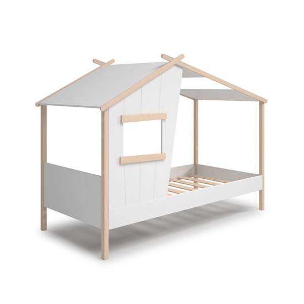 Biela domčeková detská posteľ z borovicového dreva 90x190 cm Luba – Marckeric-image-3