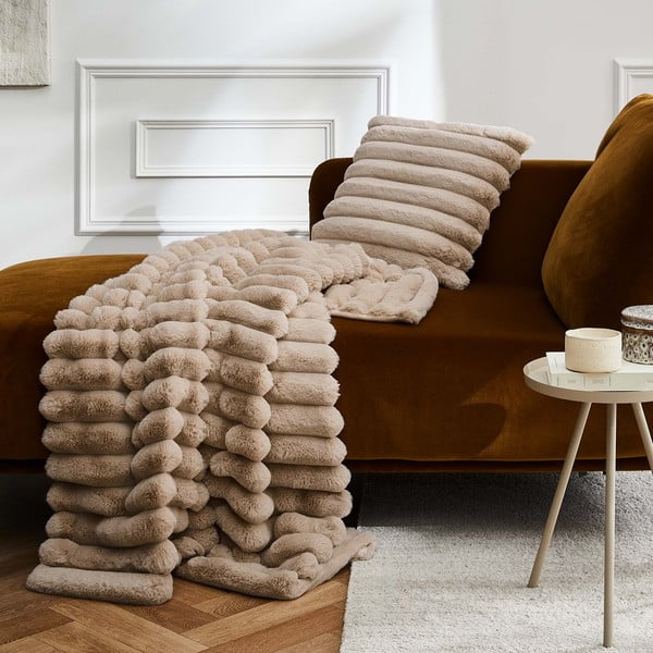 Svetlohnedá deka z mikroplyšu 180x220 cm Boudoir – douceur d'intérieur-image-2