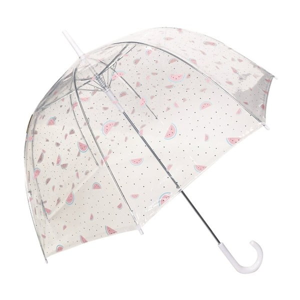 Transparentný dáždnik s ružovými detailmi Birdcage Watermelon, ⌀ 81 cm