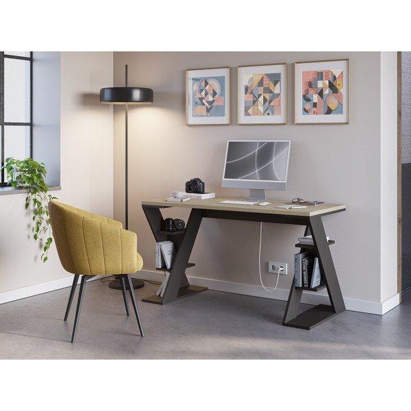 Pracovný stôl s doskou v dubovom dekore 60x137 cm Butterfly – Marckeric-image-1