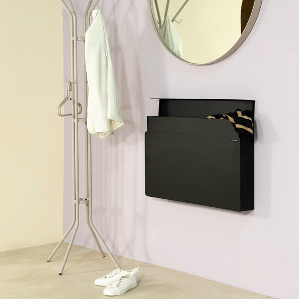 Čierna kovová výklopná/závesná skrinka na topánky 78x48x13 cm Luigi – Spinder Design-image-1