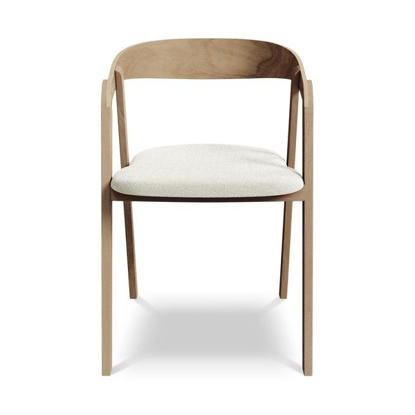 Krémové jedálenské kreslo z masívneho dreva Erika – Makamii-image-1