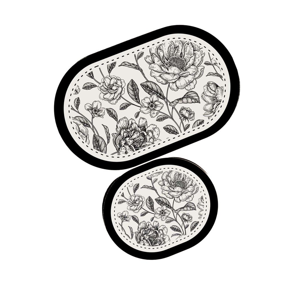 Čierno-biele kúpeľňové predložky v súprave 2 ks 60x100 cm Rasse – Foutastic