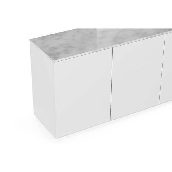 Biela komoda s doskou v svetlom mramorovom dekore, 180 x 84 cm Join - TemaHome-image-3