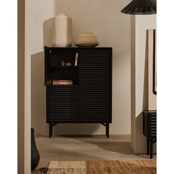 Čierna skrinka v dekore duba 104,5x144x40 cm Lenon – Kave Home-image-1