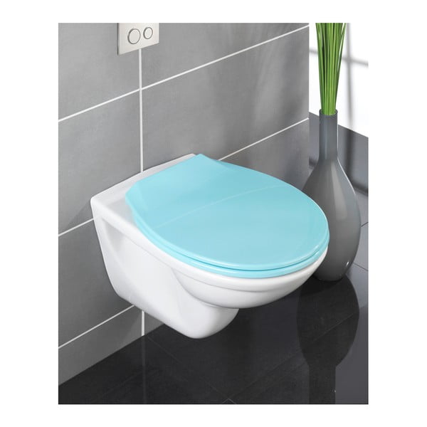 Modré WC sedadlo s jednoduchým zatváraním Wenko Kos, 44 × 37,5 cm-image-1