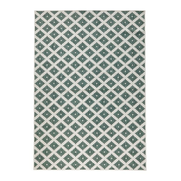 Zeleno-krémový obojstranný koberec vhodný aj do exteriéru Bougari Nizza, 120 × 170 cm