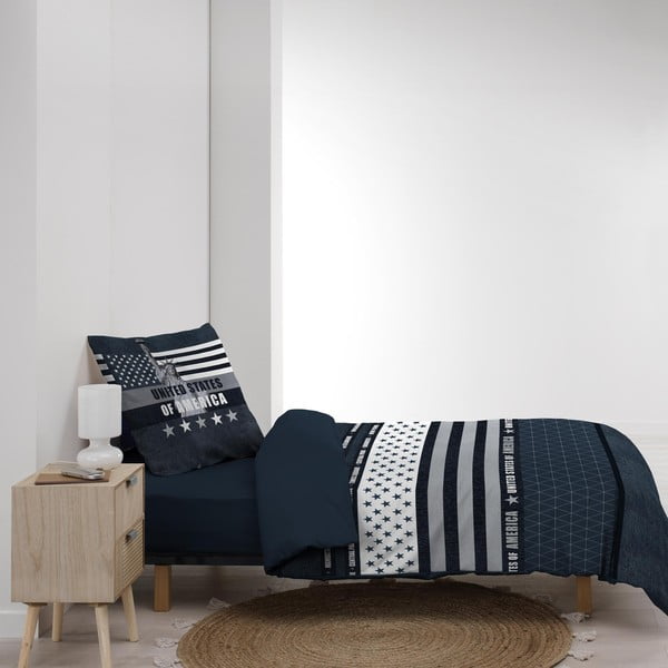 Tmavomodré bavlnené obliečky na jednolôžko 140x200 cm States – douceur d'intérieur-image-3