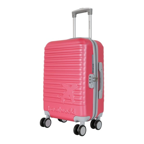 Ružovo-sivá príručná batožina na kolieskach Travel World