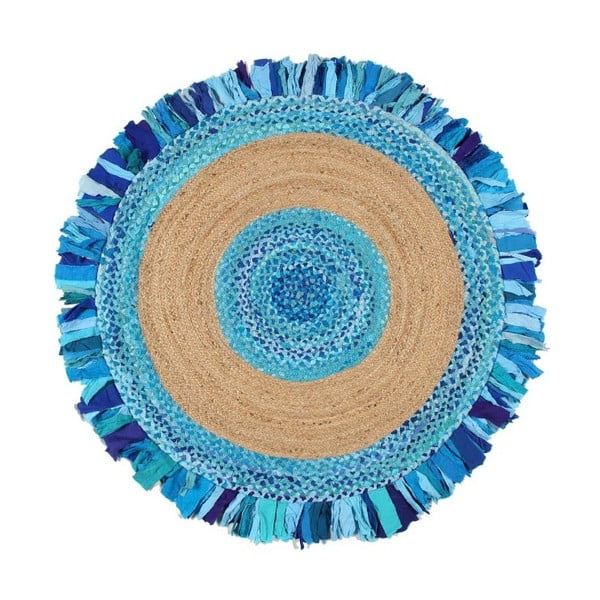 Okrúhly koberec z juty a bavlny Eco Rugs Aqua, Ø 150 cm