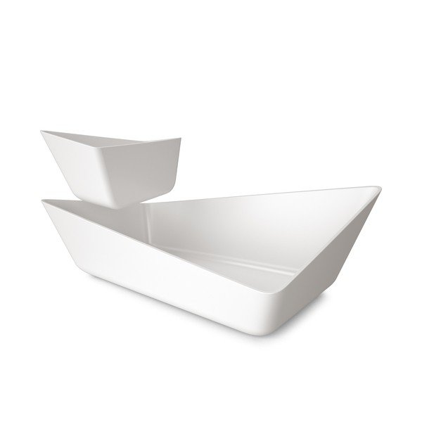 Dvojitá servírovacia misa Chip+Dip Bowl, biela-image-1