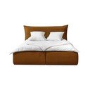 Okrovožltá čalúnená dvojlôžková posteľ s úložným priestorom s roštom 180x200 cm Jade – Bobochic Paris