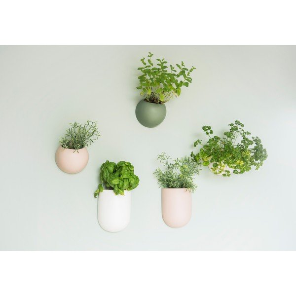 Svetloružový nástenný keramický kvetináč PT LIVING Oval-image-1