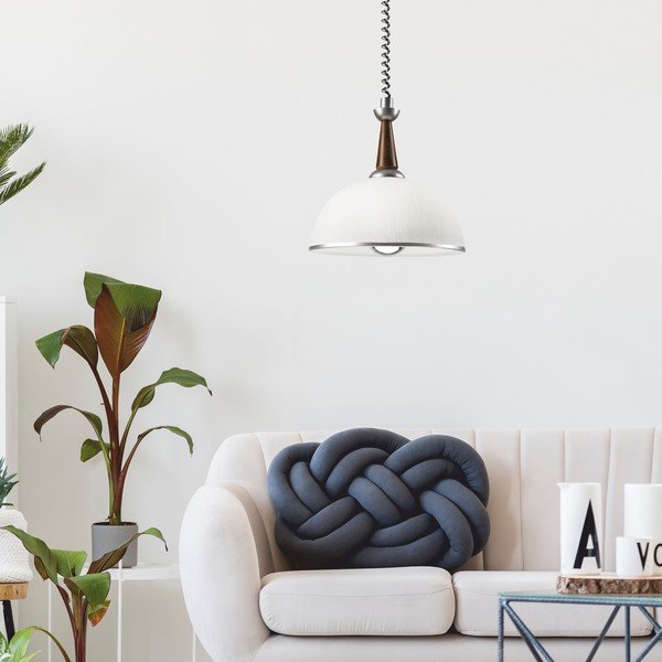 Závesné svietidlo v strieborno-tmavohnedej farbe so skleneným tienidlom ø 30 cm Ciara – LAMKUR-image-1