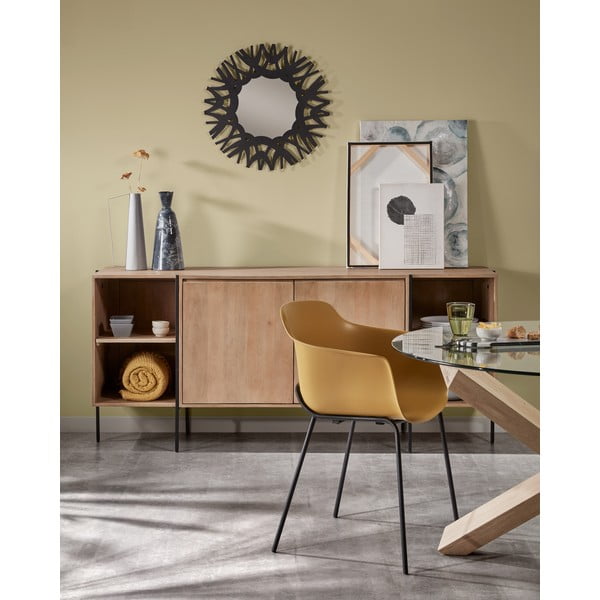 Dubový jedálenský stôl se skleněnou doskou Kave Home Nori, ø 120 cm-image-2