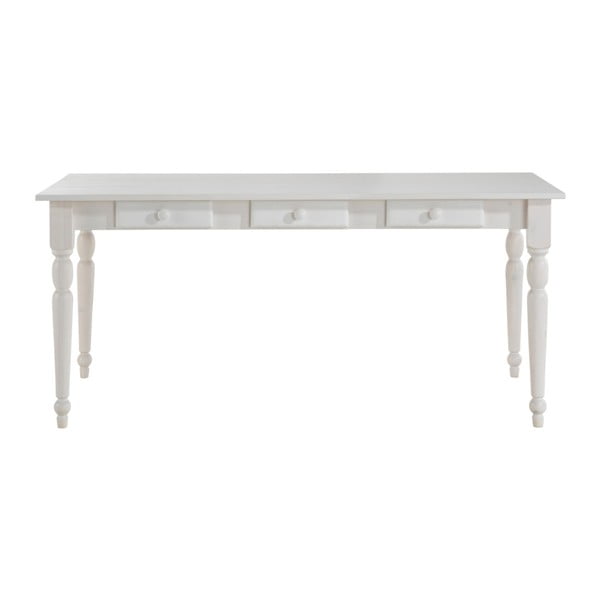 Biely jedálenský stôl z masívneho dreva 13Casa Charlotte, 160 x 80 cm
