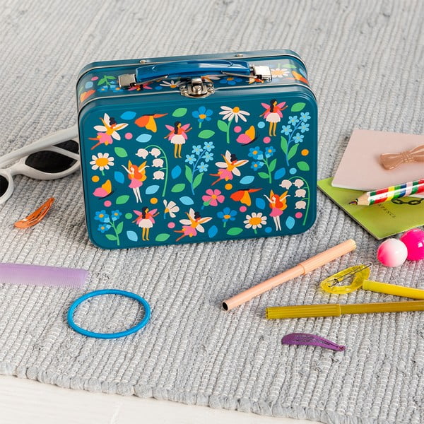 Tmavomodrý kovový detský kufrík 19x8x17 cm Fairies in the Garden – Rex London-image-1