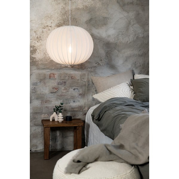 Biele závesné svietidlo s textilným tienidlom ø 50 cm Florence – Markslöjd-image-1