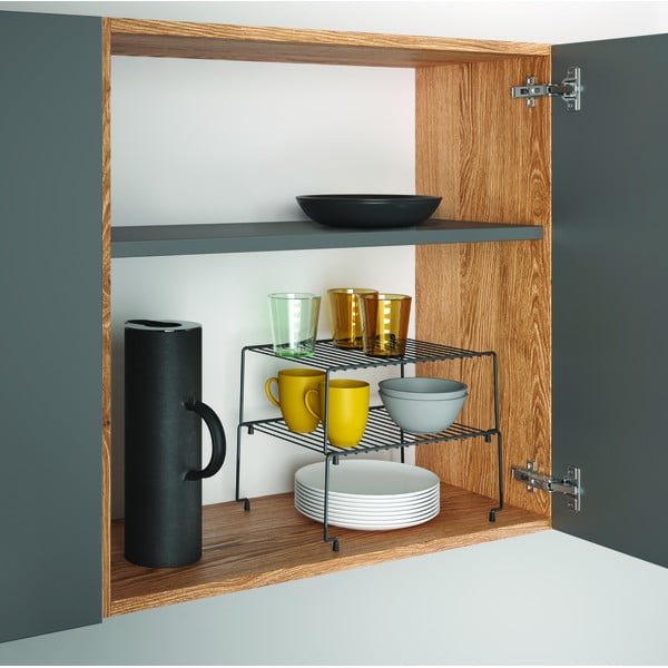 Súprava 2 čiernych prídavných políc do kuchyne Metaltex Brooklyn Lava-image-1