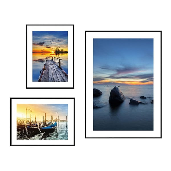 Obrazy v súprave 3 ks Seaside Sunset – knor