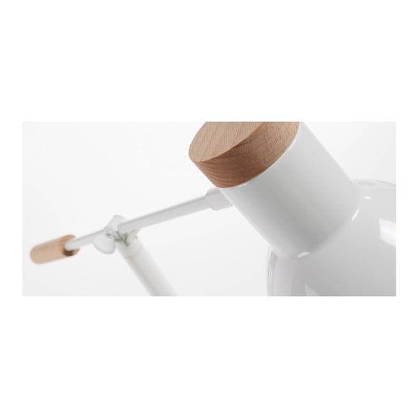 Biela stolová lampa z bukového dreva s kovovým tienidlom (výška 54 cm) Tescarle – Kave Home-image-2