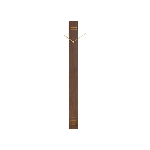 Hnedé drevené nástenné hodiny Karlsson Discreet Long, 7,7 x 90 cm-image-1
