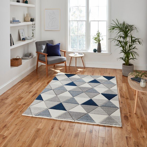 Modro-sivý koberec Think Rugs Brooklyn Geo, 120 x 170 cm-image-1