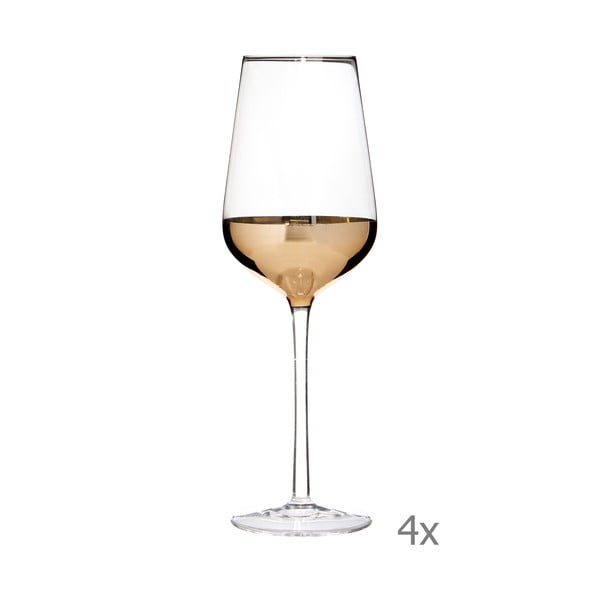 Sada 4 pohárov na víno s detailmi v zlatej farbe Premier Housewares Horizon