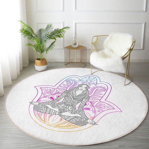 Biely prateľný okrúhly koberec vhodný pre robotické vysávače ø 120 cm Comfort – Mila Home-image-4