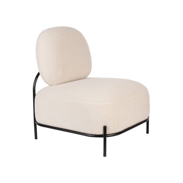 Krémové kreslo z textílie buklé Polly – White Label