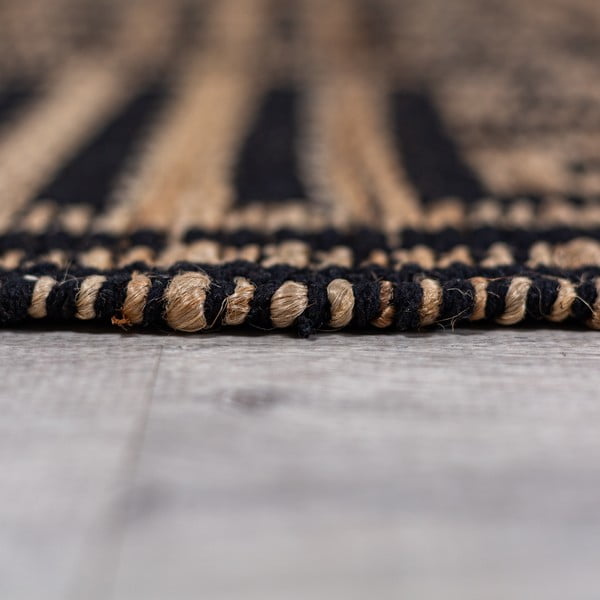 Čierny/v prírodnej farbe ručne tkaný koberec s prímesou juty 120x170 cm Meander Jute – Flair Rugs-image-4
